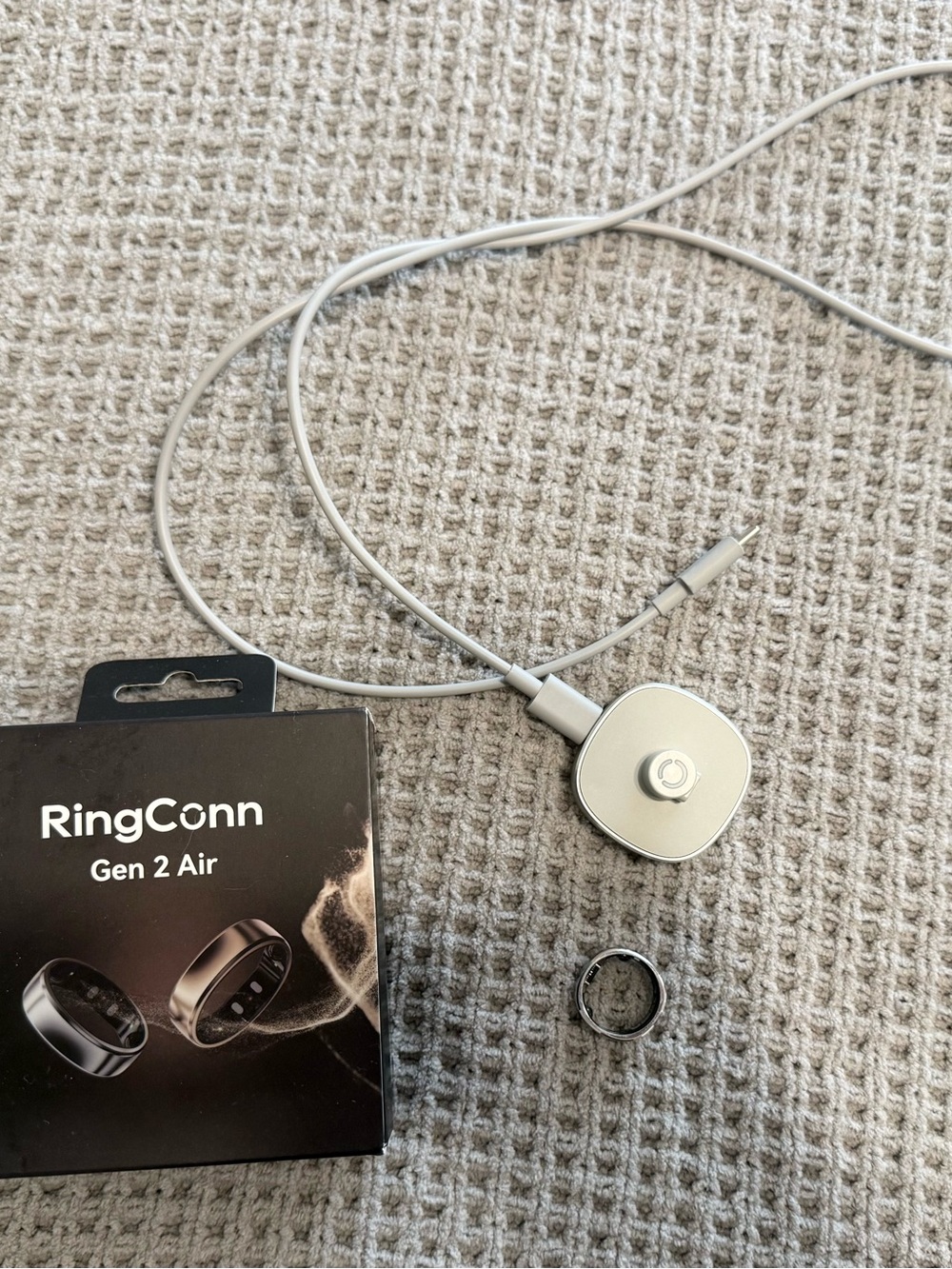 RingConn Gen 2 Air Ring, Charger, and Cable - Silver - Size 9
